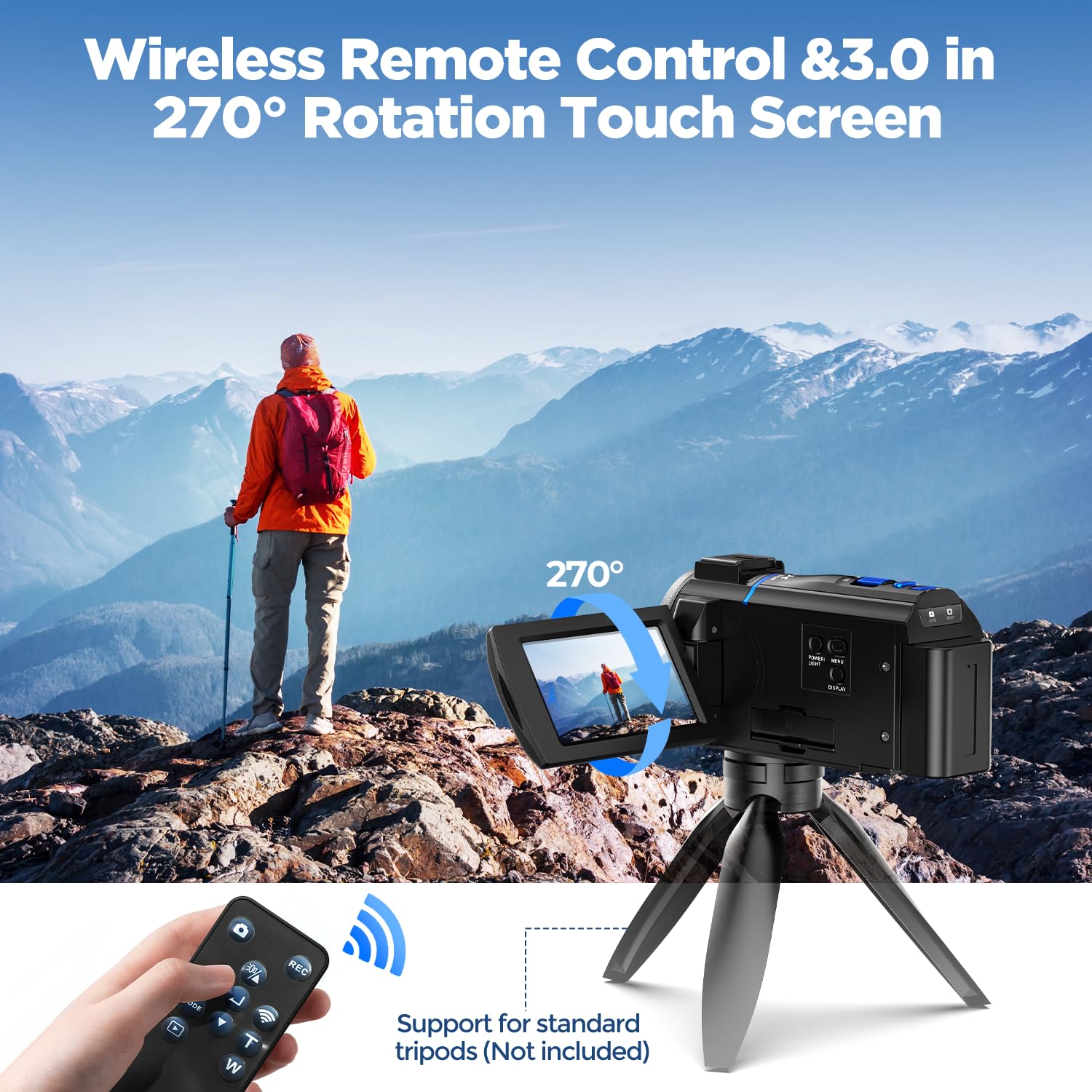 Camworld Video Camera Camcorder 4K 30Fps 48Mp With Ir Night Vision, 16X Digital Zoom Cam Corder 3.0'' 270? Rotation Touch Screen